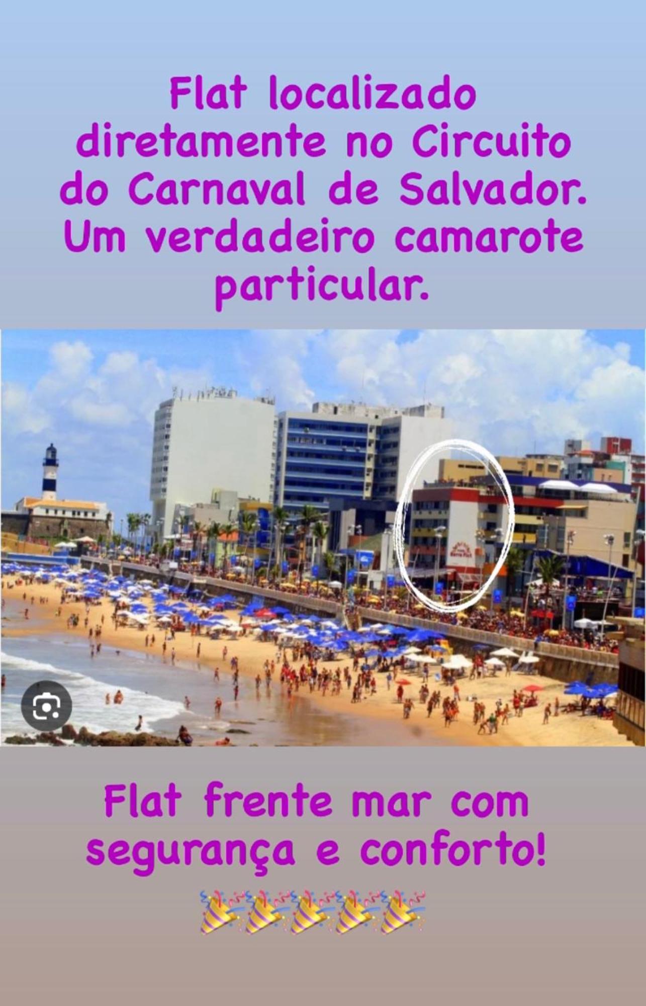 Belissimo Flat Direto Na Praia Da Barra - Flat Beira Mar No Circuito Do Carnaval Salvador Eksteriør bilde